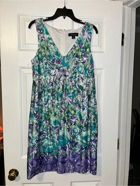 Perceptions Teal & Purple Floral V-Neck Midi Dress